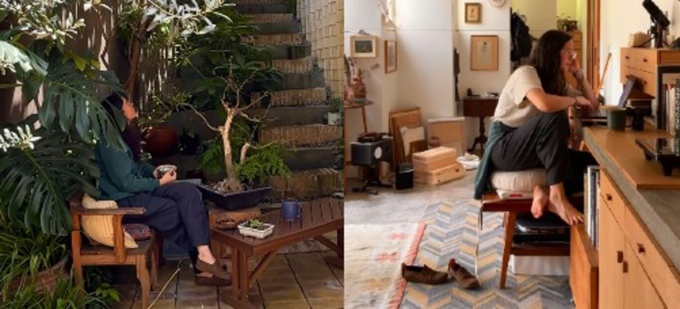 Hija de María Elena Álvarez-Buylla exdirectora de Conahcyt en su estudio de arte. Foto: @dwellmagazine (Captura de pantalla)