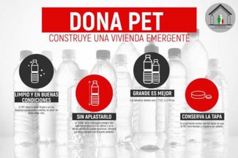 Casas sustentables con botellas de PET para damnificados