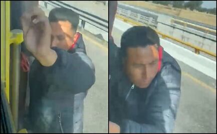 VIDEO: Sujeto intenta asaltar un tráiler y termina colgado de la puerta del conductor