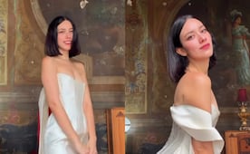 ¿Indirecta para Ángela Aguilar? Exviolinista de Nodal, posa con minivestido estilo nupcial y presume belleza natural 