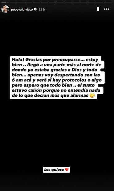 Pepe Valdivieso comparte su estado de salud. Foto: Captura de pantalla (@pepevaldivieso)
