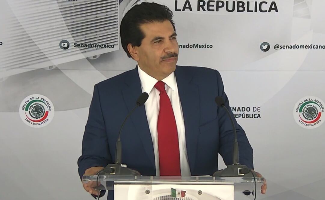 José Ramón Enríquez Herrera, senador de Morena, en conferencia de prensa / Captura de pantalla