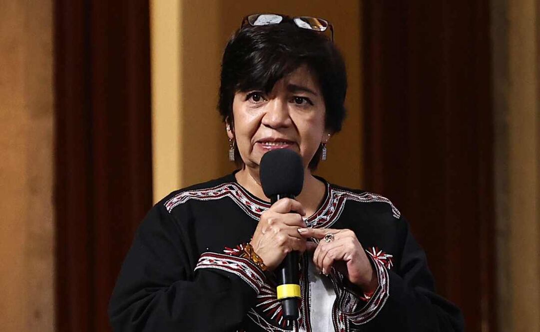 Edna Vega, titular de la secretaría de Desarrollo Agrario, Territorial y Urbano (Sedatu), durante la mañanera de este 14 de julio del 2025. Foto: Berenice Fregoso / EL UNIVERSAL.