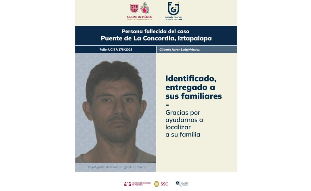 Encuentran a la familia de Gilberto Aarón, víctima de la explosión de la pipa en Iztapalapa que estuvo varios días sin identificar.
Foto: Especial.