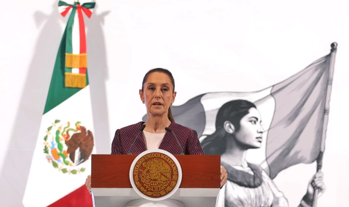La presidenta Claudia Sheinbaum durante la mañanera del 2 de mayo de 2025. Foto: Gabriel Pano/EL UNIVERSAL