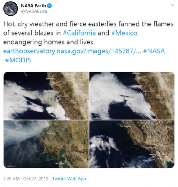 Así se ven desde el espacio los incendios en Baja California 