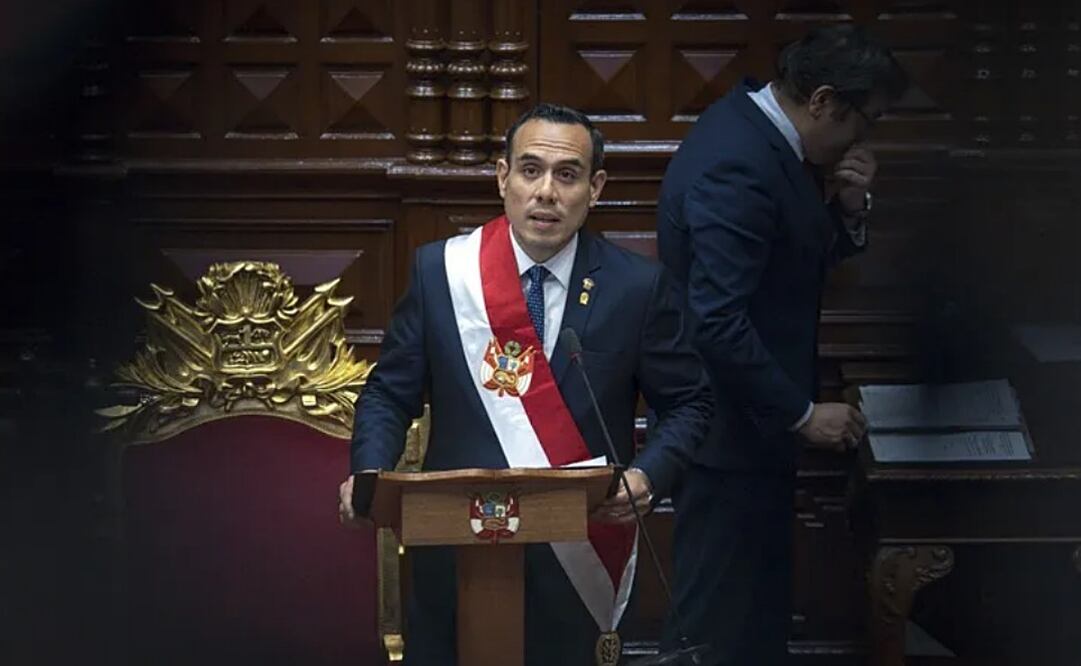 El presidente interino de Perú, José Jerí Oré, da un discurso tras jurar su cargo ante el Pleno del Congreso, el 9 de octubre de 2025, en Lima, (Perú). Foto: EFE/Archivo