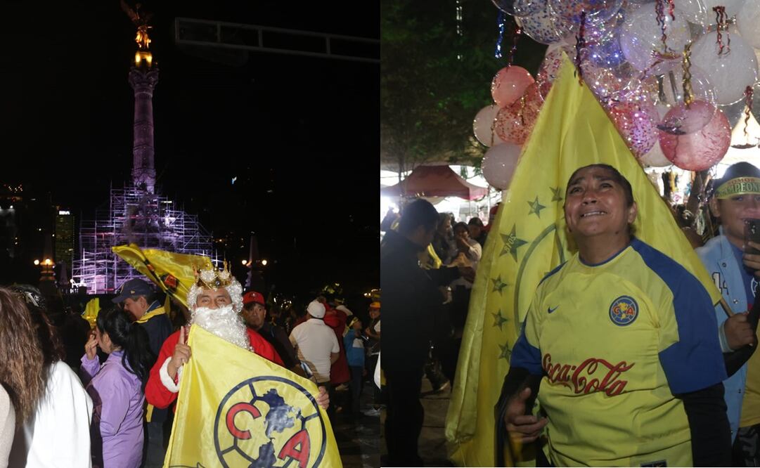 Afición del América festeja tricampeonato en el Ángel de la Independencia Fotos: Francisco Rodríguez - EL UNIVERSAL