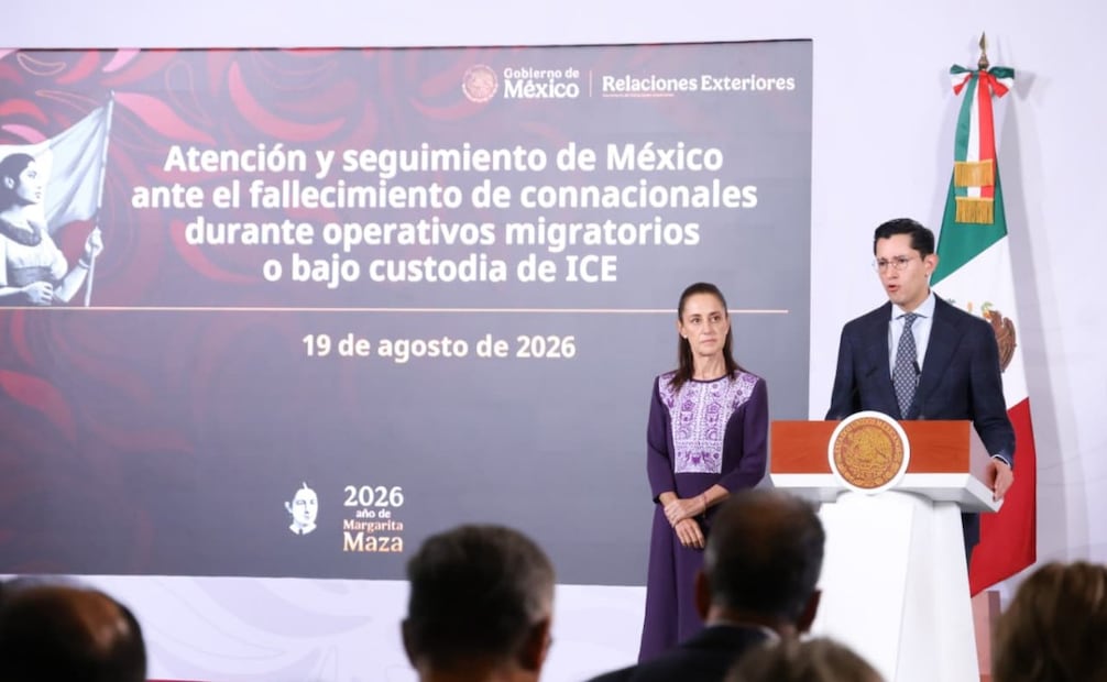 El canciller Roberto Velasco en la “Mañanera del Pueblo” del 19 de agosto de 2026 en Palacio Nacional. Foto: Karla Guerrero/ EL UNIVERSAL