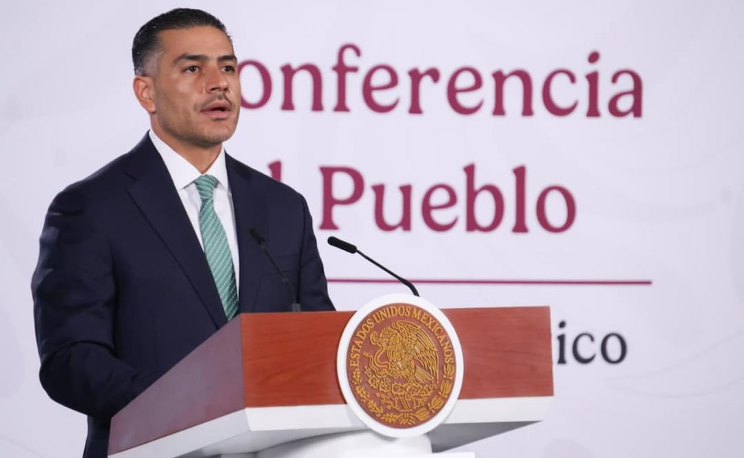Omar García Harfuch, secretario de Seguridad, durante la conferencia de prensa de la presidenta Claudia Sheinbaum (16/06/2026). Foto: Karla Guerrero / EL UNIVERSAL