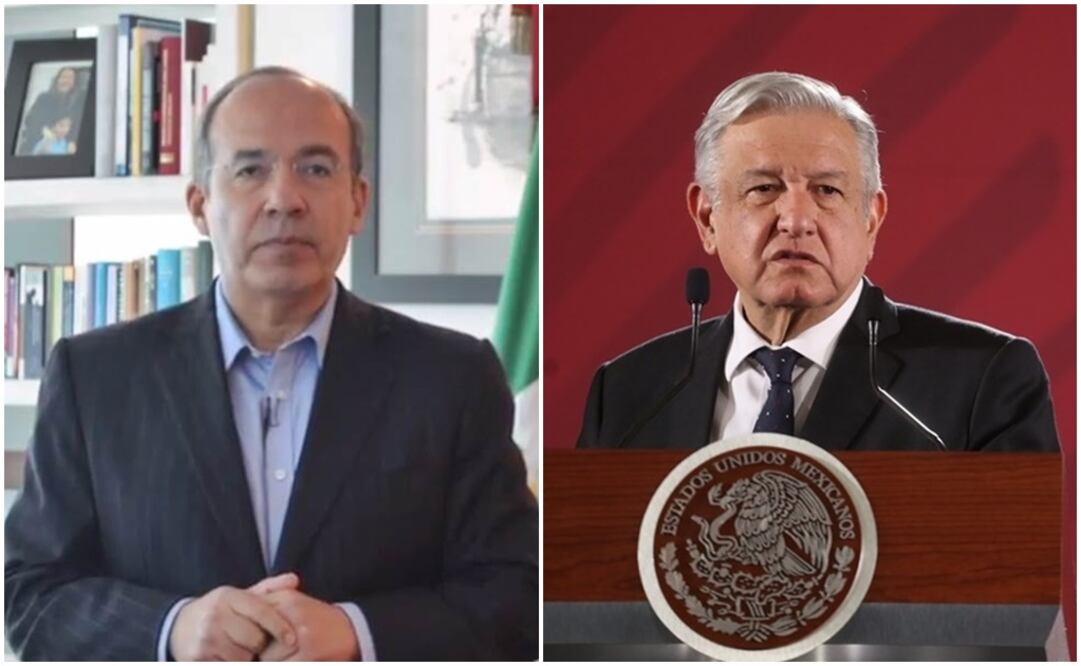 El expresidente Felipe Calderón y el presidente Andrés Manuel López Obrador. Foto: ARCHIVO / EL UNIVERSAL