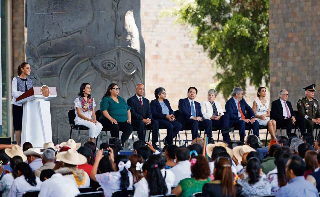 La presidenta Claudia Sheinbaum Pardo anunció en el Museo Nacional de Antropología e Historia las acciones del Plan México para combatir los efectos de los aranceles de Estados Unidos. (04/04/2025) Foto: Diego Simón Sánchez | El Unviersal