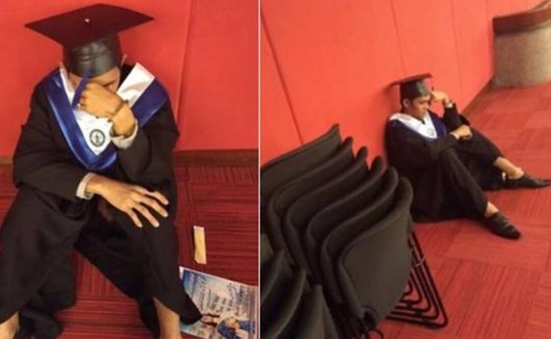 Joven decepcionado porque nadie asistió a su ceremonia. Foto: Jeric R. Rivas/ Facebook