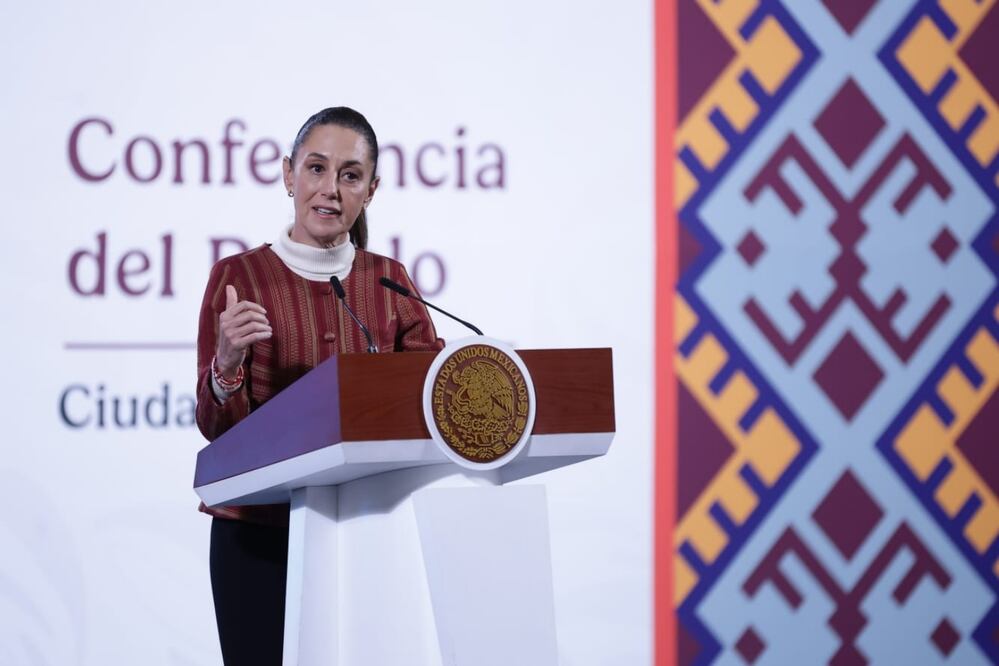 Conferencia del pueblo encabezada por la presidenta Claudia Sheinbaum Pardo en el salón de tesorería de palacio nacional. Foto: Fernanda Rojas/ EL UNIVERSAL
