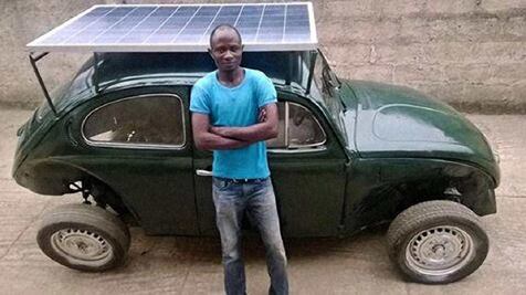 Estudiante en Nigeria logra crear el primer Vocho solar