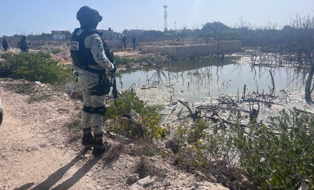 Autoridades ambientales y de seguridad durante operativo por posibles delitos ambientales en municipio de San Felipe, Yucatán (03/07/2025). Foto: Especial