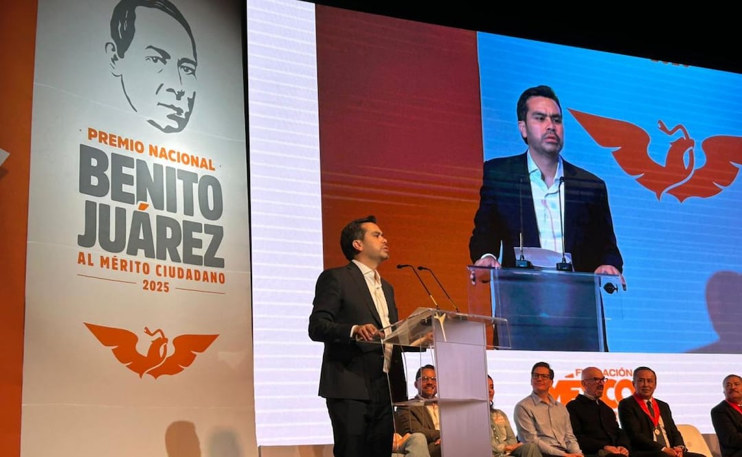 Jorge Álvarez Máynez, de Movimiento Ciudadano en el World Trade Center (05/12/2025). Foto: Alelhí Salgado / EL UNIVERSAL