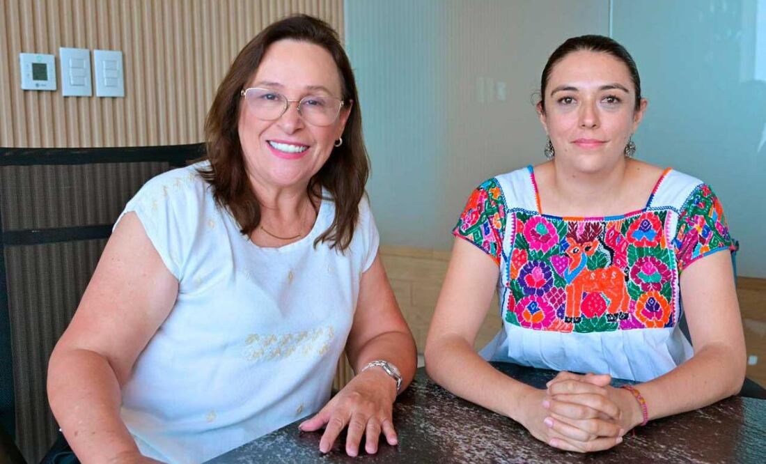 Gobernadora Rocío Nahle junto a la secretaria de Protección Civil, Guadalupe Osorno (27/10/2025). Foto: Especial