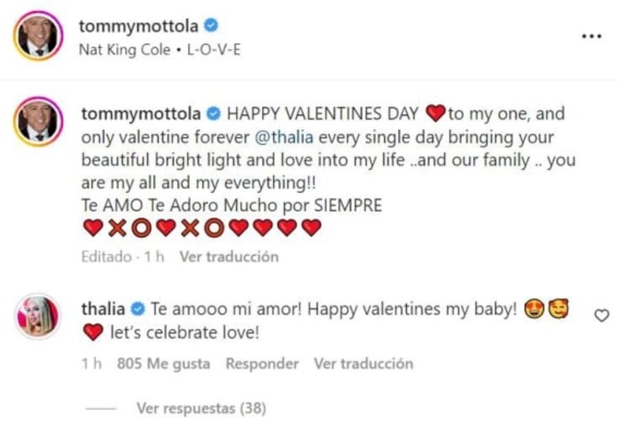 Tommy Motola dedica mensaje a Thalía tras versiones de infidelidad