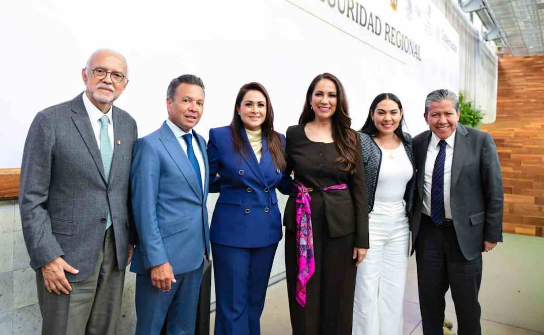La gobernadora de Aguascalientes, Tere Jiménez Esquivel, con sus homólogos de Colima, Indira Vizcaíno Silva; Guanajuato, Libia Denise García Muñoz Ledo; Nayarit, Miguel Ángel Navarro Quintero, y Zacatecas, David Monreal Ávila / Foto: Especial
