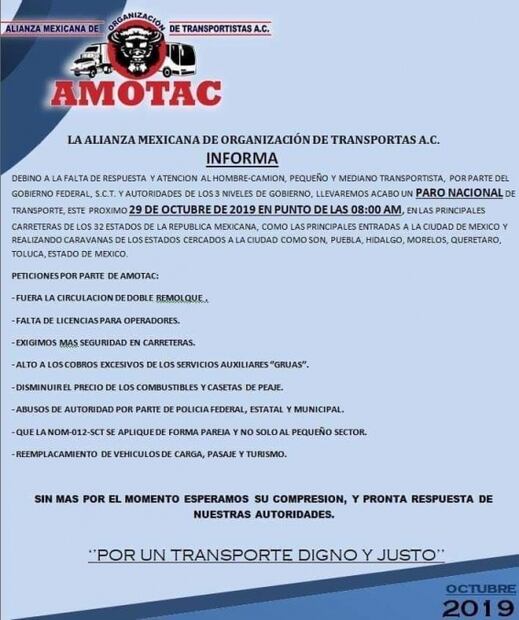 Todo lo que debes saber sobre el paro nacional de transportistas de este martes