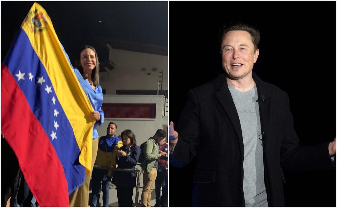 Elon Musk pidió apoyo a favor de un "futuro mejor" en Venezuela y mostró su apoyo a María Corina Machado, líder antichavista. Fotos: X (@MariaCorinaYA) / AFP