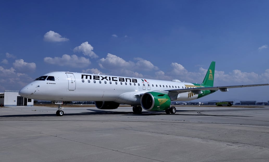 Imagen de la llegada de la quinta aeronave EMBRAER E-195 para Mexicana de Aviación en el Aeropuerto Internacional Felipe Ángeles, en Santa Lucía. Foto: Fernanda Rojas /EL UNIVERSAL