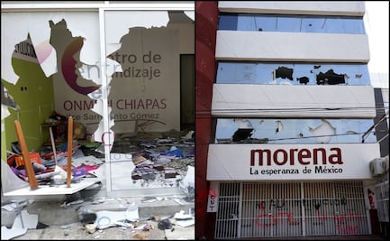 Maestros vandalizan oficinas de varios partidos políticos en Chiapas