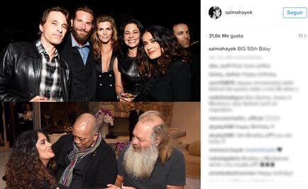 Salma Hayek también festeja con Bradley Cooper