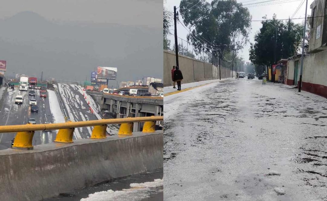 La carretera México–Puebla se cubrió de blanco. Fotos: Especiales