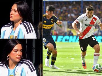 Dua Lipa se aburre en el Superclásico de Argentina entre Boca y River