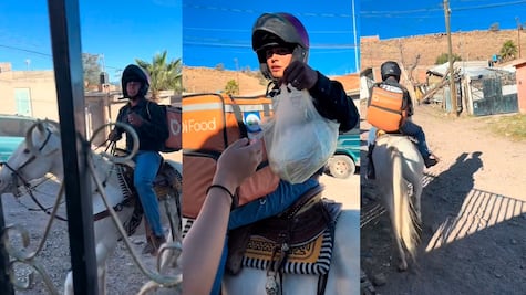 VIDEO: Repartidor de DiDi va en caballo a realizar sus entregas y se viraliza 