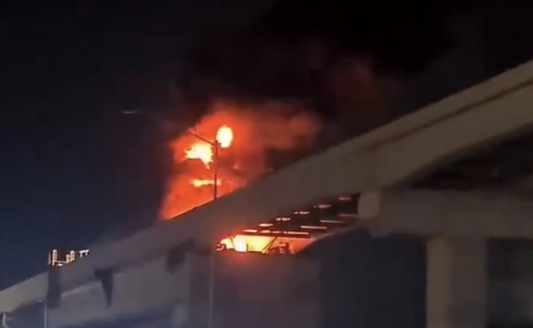 Reportan incendio en Línea 6 del Metro, en Guadalupe, Nuevo León (05/03/2026). Foto: Especial