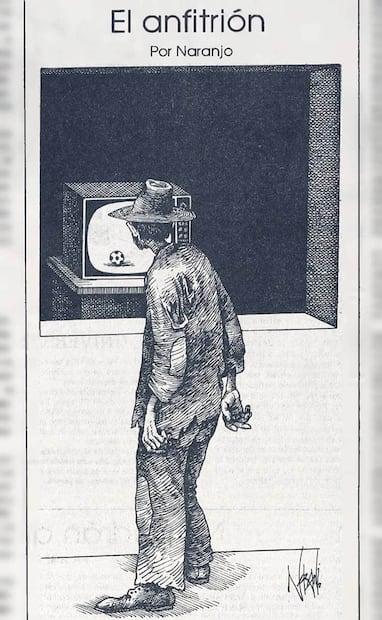Caricatura “El Anfitrión” de Naranjo, 1986. Foto: Hemeroteca EL UNIVERSAL.