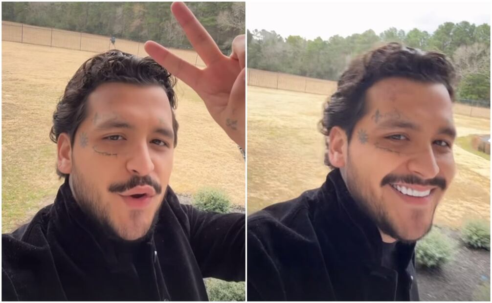 Christian Nodal presume su rostro con bigote.