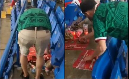 Aficionados mexicanos recogen basura en Rusia