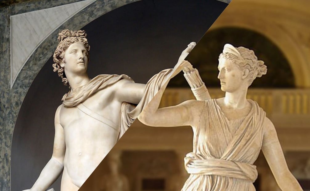 Estatuas de los mellizos de la mitología griega, Apolo y Artemisa. (22/03/26) Fotos: World History Encyclopedia