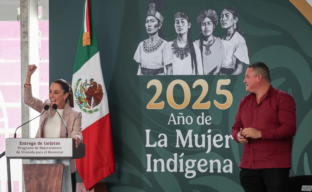Estado de México. 01 Febrero de 2025. La presidenta de México, Claudia Sheinbaum, realiza la Entrega de Tarjetas de Mejoramiento de Vivienda para El Bienestar en Valle de Chalco Solidaridad, la acompañan, la gobernadora del Estado de México, Delfina Gómez y Alan Velasco, Presidente de Valle de Chalco Solidaridad. Foto: Luis Camacho / EL UNIVERSAL