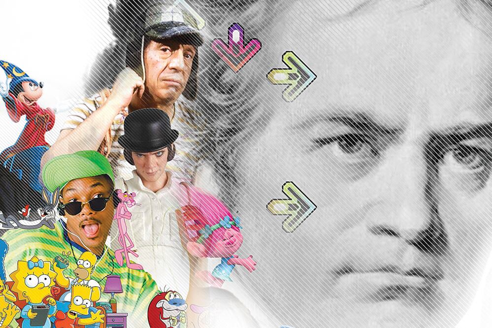 La música de Beethoven ha aparecido desde El Chavo del 8 hasta El príncipe del rap, Los Simpson y en la Pump it up. Infografía: DANIEL RAZO. EL UNIVERSAL