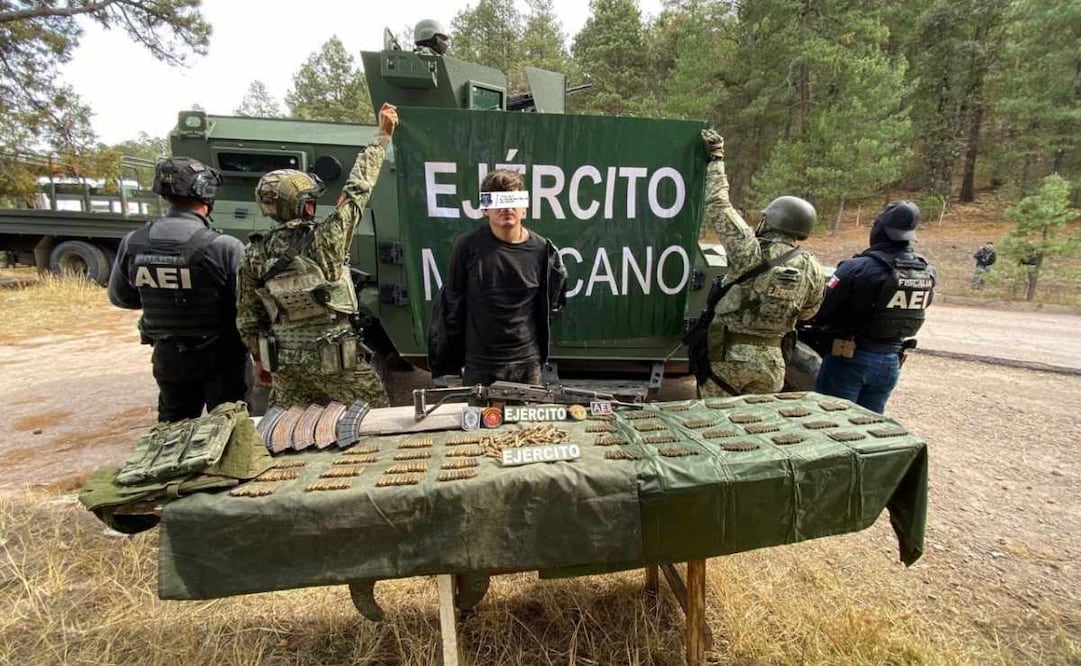 Destruyen presunto campamento en Guadalupe y Calvo, Chihuahua y detienen a sujeto (21/01/2026). Foto: Especial