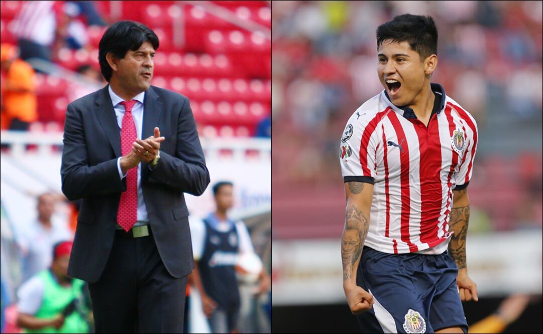 El entrenador de Chivas, José Saturnino Cardozo y el futbolista Javier Eduardo López. FOTO/IMAGO7