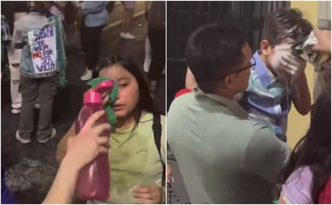 Represión en marcha 8M de Colima. Foto: @andrea_alv19