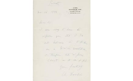 Subastarán carta de Darwin donde dice no creer en la Biblia