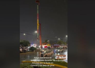 VIDEO: Se fue la luz por la lluvia y juego mecánico gira sin control varios minutos en Cancún