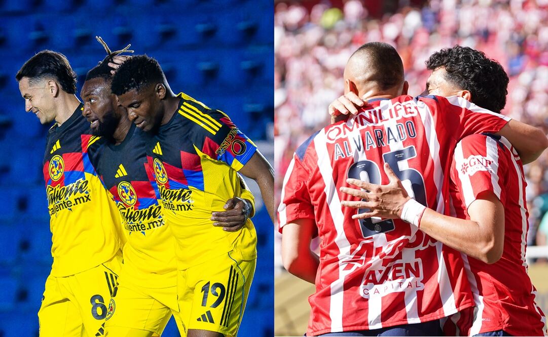 América y Chivas en festejo de gol, durante la fase regular del Apertura 2025 - Fotos: Imago7