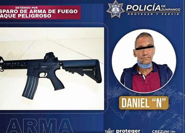 Arrestan a hombre con fusil de asalto en Zumpango