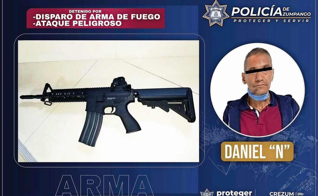 El arma con el que Daniel “N” amenazó a vecinos fue confiscada. Foto: Especial