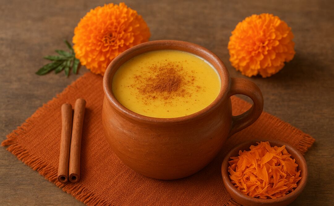 El atole de cempasúchil ofrece un sabor suave y dulce. Foto: Imagen generada con IA
