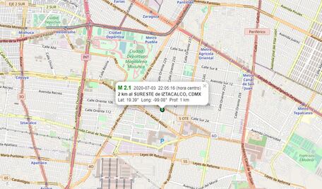 Reportan leve sismo de 2.1 en la alcaldía Iztacalco