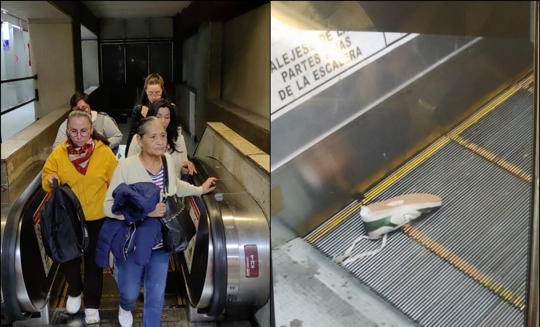 Personal del Metro trabajó en liberar las escaleras. FOTO: Especial/ EL UNIVERSAL/